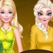 Barbie and Elsa dress in yellow at the ball